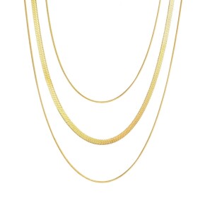 Trojitý ocelový náhrdelník Simona Gold - chirurgická ocel, Zlatá 38 cm + 5 cm (prodloužení)