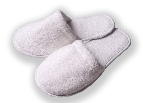 Pantofle do sauny s plnou špičkou, BÍLÉ, univerzální