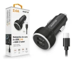 Aligator Nabíječka do auta ALIGATOR s USB-C kabelem a 2xUSB výstupem 2.4A /  černá (CHA0049)