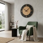 DumDekorace NORDIC OAK , 75 cm dubové nástěnné hodiny s tichým mechanismem