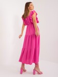 Tmavě růžové šaty s volány a elastickým pasem
