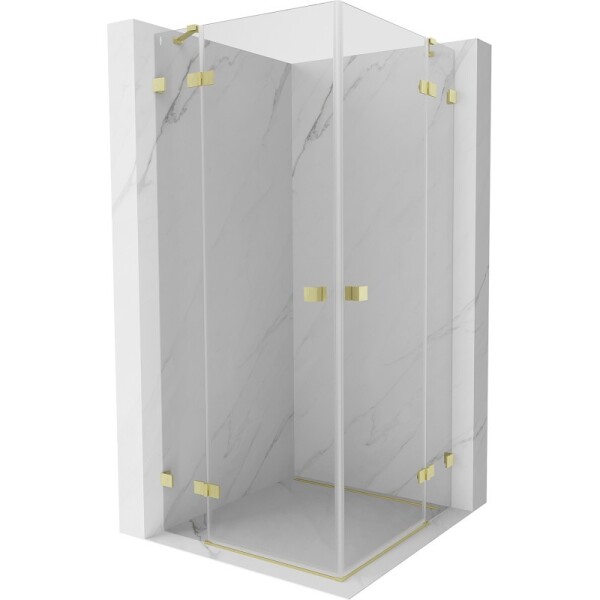 MEXEN/S - Lunar Duo sprchový kout dveře křídlové 95 x 95, transparent, zlato kartáčovaná 834-095L-095P-55-00