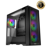 EVOLVEO Rhino, skříň eATX/ATX, 4x ARGB ventilátor 120mm, boční panel temperované sklo + mřížkovaný přední panel