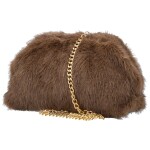 Stylová dámská plyšová crossbody kabelka Bateia, hnědá
