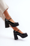 Dámské lakované polobotky na platformě a sloupku Big Star NN274004 černé 37