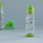 Rice Dětská lahev Green Dino 500 ml, zelená barva, plast