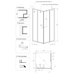 INVENA - Sprchový kout čtverec PARLA, profil: chrom, sklo čiré 80x80 AK-48-185-O