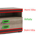 Komoda P14 Barva korpusu: Trufla, Lišta: Dub - sonoma, Barva dvířek: Bílá