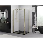 MEXEN/S - Exo sprchový kout dveře křídlové 90 x 80, transparent, zlato 814-090-080-50-00