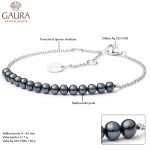 Perlový náramek Carina Black - sladkovodní perla, stříbro 925/1000, 17 cm + 4 cm (prodloužení) Černá