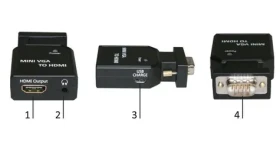 MicroConnect Converter mini VGA (M) - HDMI (F) s mini jackem a USB nabíjením černá (MC-CONMVGAHM)