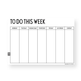 DESIGN LETTERS Trhací týdenní plánovací kalendář To Do This Week, černá barva, bílá barva, papír
