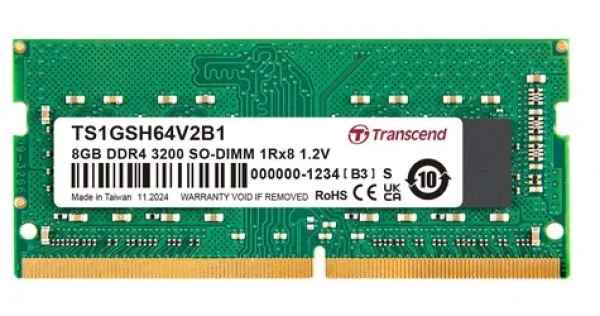 Transcend 8GB (1x8GB) 3200MHz / DDR4 / SO-DIMM / CL22 / 1.2V / 1Rx8 (TS1GSH64V2B1)