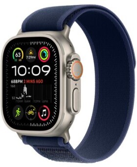 Apple Watch Ultra 2 GPS+Cellular 49mm Přírodní titanové tělo - Modrý trailový tah (S/M) / 130-180 mm (MX4J3)