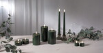 STAR TRADING LED svíčka Flamme Slim Green 28 cm – set 2 ks + dálkový ovladač, zelená barva, vosk