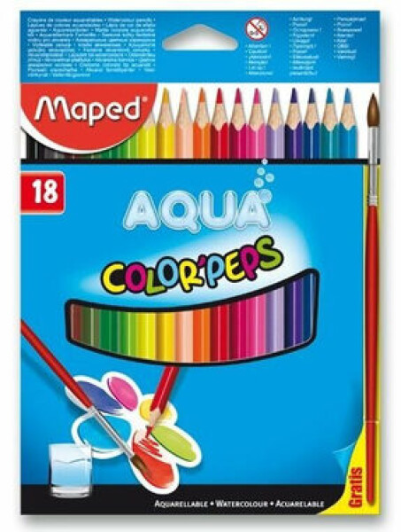 MAPED Trojhranné pastelky Aqua Color'Peps 18ks + štětec (25658)