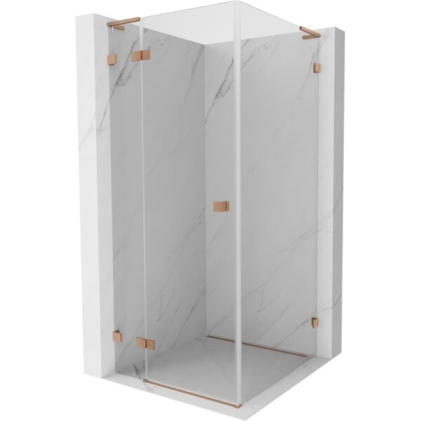 MEXEN/S - Lunar L sprchový kout dveře křídlové levá 70 x 70, transparent, měď kartáčovaná 834L-070-070-65-00-L