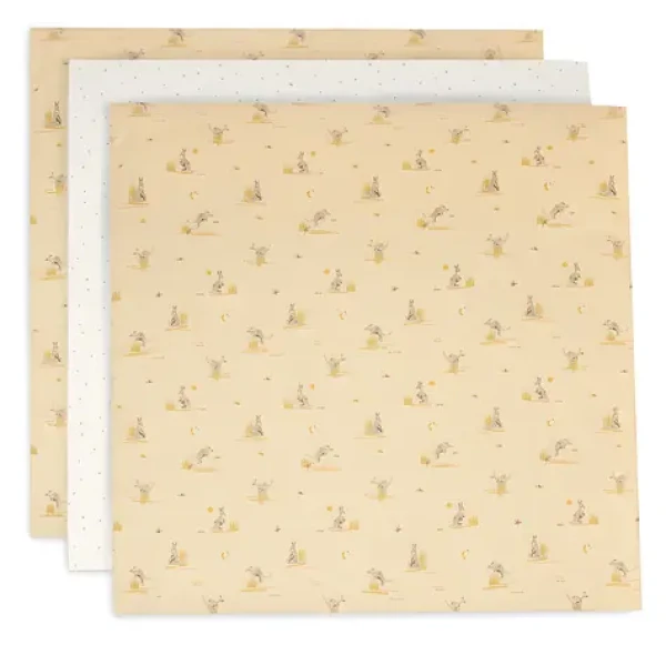 Jollein Pleny Kangaroots / Látkové pleny / 70×70 cm / 100% bavlněný mušelín / 3 ks (535-851-68160)