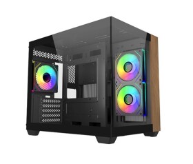 Cooler Master case Elite 481 Wood, mATX, Průhledná bočnice, 3x 120mm ARGB Fan, Černá EDF_1566524