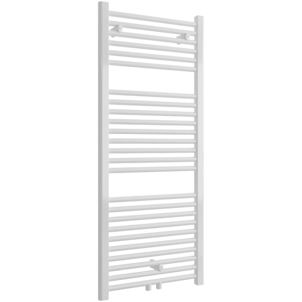 CERANO Koupelnový radiátor Lincoln - středové připojení 50mm/boční - 366W - bílá lesklá - 1200x500 mm