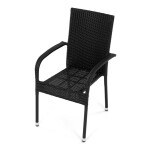 Židle zahradní, černý umělý ratan, kov, stohovatelná.