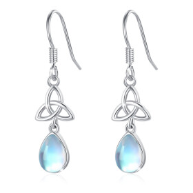 LUNICA Visací stříbrné náušnice MĚSÍČNÍ KÁMEN 0659