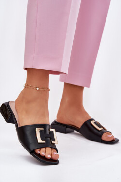 Elegantní Dámské Sandály Na Klínku Se Zlatým Detailem 62229 Černé Vinceza 37