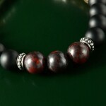 Luxusní náramek Buddha - nebeská perla, lesní achát, červený jaspis, Barevná/více barev 19 cm