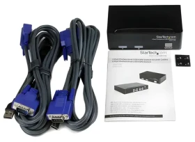 StarTech KVM přepínač 2-portový USB / KVM přepínač / 2 porty / USB / s kabely / černá (SV231USBGB)