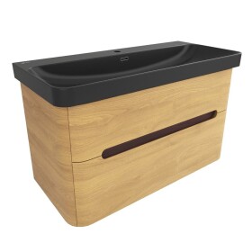 Koupelnová skříňka s umyvadlem SAT Fusion 97,5x53x45 cm dub medový mat SATFUSION2100DMBKM SATFUSION2100DMBKM