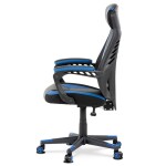 Herní křeslo, modrá, černá ekokůže a černá látka a síťovina MESH, PCA mech