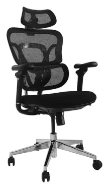 Equip Ergonomická kancelářská židle černá, čalouněný sedák / Kancelářská židle / opěrka hlavy / nosnost 150 kg (651053)