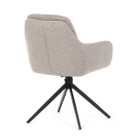 Židle jídelní, 180° otočný mechanismus, šedá voděodolná látka, černý kov