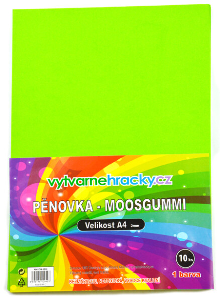 Pěnovka A4, tl. ca 2mm - světle zelená, 10ks