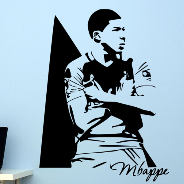 Samolepka Kylian Mbappé Barva: černá, Velikost: 80 x 60 cm