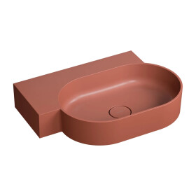 OMNIRES - OVO M+ umyvadlo na desku/závěsné - levé, 64 x 44 cm, terracotta mat; OVO645UWLTE