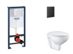 GROHE - Rapid SL Set předstěnové instalace, klozetu, sedátka SoftClose a tlačítka Even, phantom black SANI11BB5113