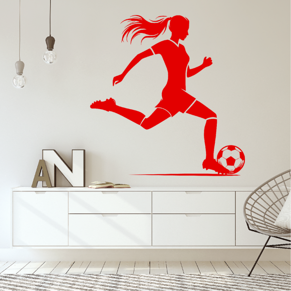 Samolepka Fotbalistka Barva: červená, Velikost: 40 x 42 cm
