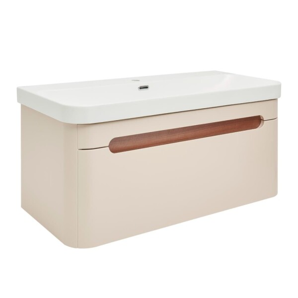 Koupelnová skříňka s umyvadlem SAT Fusion 97,5x43x45 cm pískově béžová mat SATFUSION100BEMW SATFUSION100BEMW