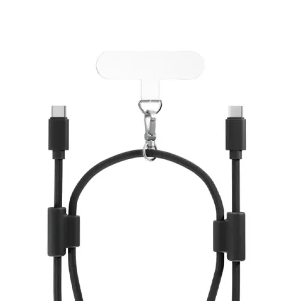 Epico šňůrka na telefon s USB-C na USB-C kabelem 80-145cm černá (9915101300276)
