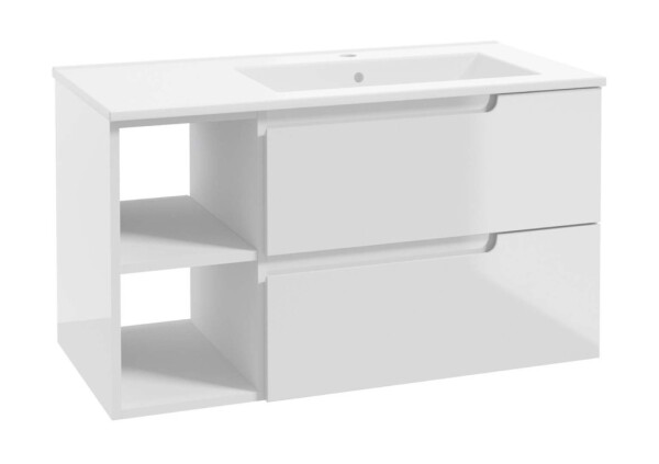 Kielle - Oudee Skříňka s umyvadlem 90 cm, pravá varianta, lesklá bílá 50002S90R0