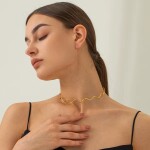 ELENYS Wawe – pozlacený náhrdelník 18K žluté zlato Průměr chokeru: 12,3 cm (nastavitelný / roztahovací)