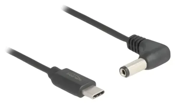 Delock USB-C DC 5,5 x 2,1 mm 90° černá / Napájecí kabel / 1,5 m (85398)