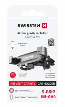 SWISSTEN S-GRIP G3-AV4 Gravity držák telefonu do ventilace auta černá (65010802)