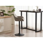 Židle barová, potah šedá látka v dekoru vintage kůže, černá podnož