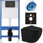 CERANO - Kompletní WC set Profi/Cesso - černá matná - WC tlačítko Duo/Černá matná - předstěnová instalace - 49x36 CER-8050BD84351