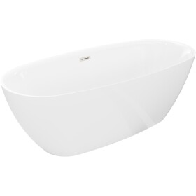 MEXEN/S - Luvo Slim volně stojící vana 170 x 75, bílá, sifon a přepad nikl kartáčovaný 52801707500-97