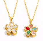 ELENYS Floraya Spinner Multicolor – pozlacený náhrdelník 18K žluté zlato Délka: 40+5 cm / max. 45 cm