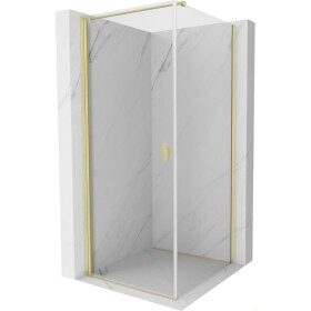 MEXEN/S - Mist-B sprchový kout dveře křídlové 90 x 90, transparent, zlato kartáčovaná 8A2T-090-090-55-00