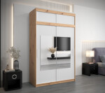 Šatní skříň Abi To s nástavcem Barva korpusu: Dub Sonoma, Rozměry: 150 cm, Dveře: Černá